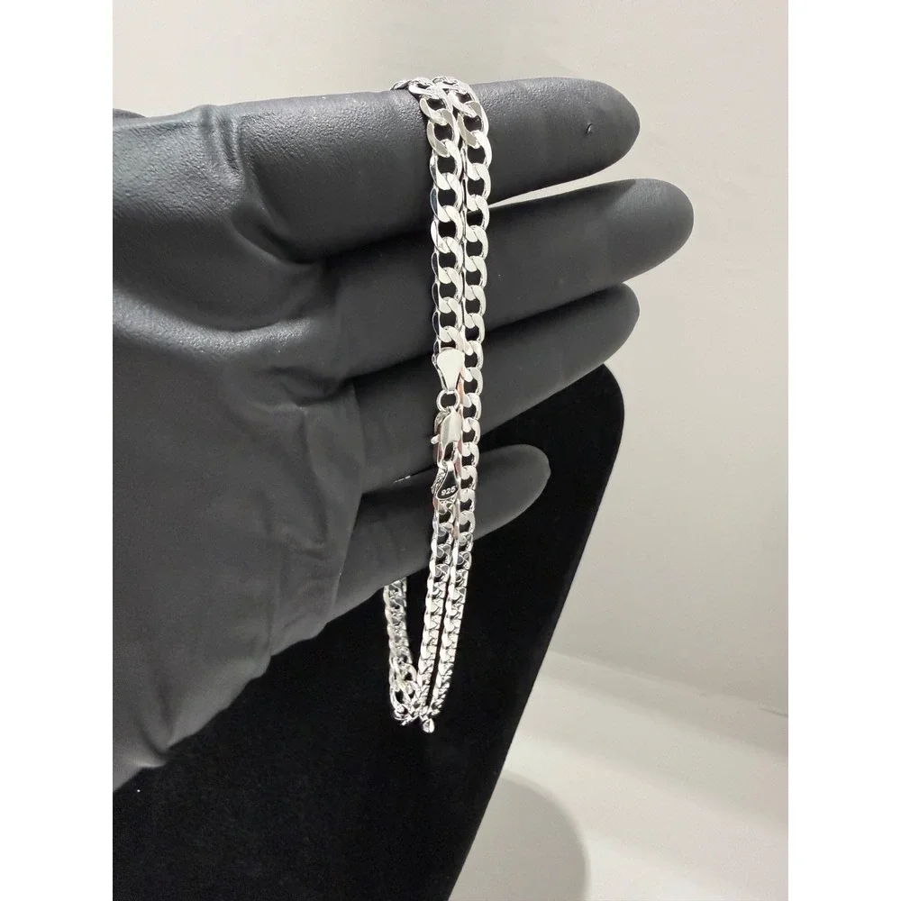 cuban necklace chain silver filled stamped 24 inch 5mm lobster clasp